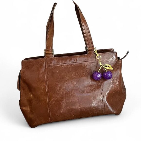 90s Ellen Tracy Brown Leather Satchel - Picture 1 of 7